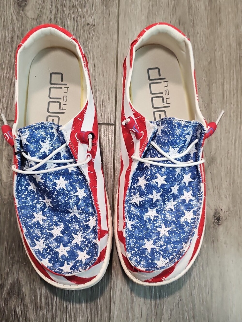 Hey Dude Patriotic Red White Blue Star & Stripe Slip-On Sneakers - Picture 3 of 3